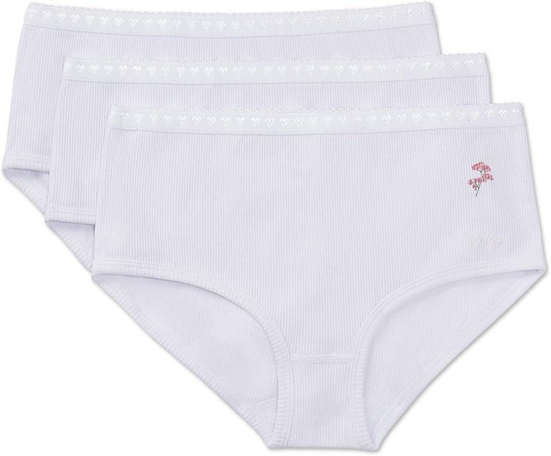 MeMoi Girls' 3 Pair Pack Ribbed Floral Bouquet Briefs - Image 1